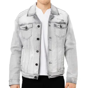 Jaqueta jeans masculina de baixo preço, qualidade garantida, casaco jeans branco respirável