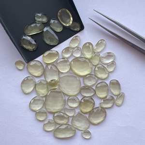 Piedra de cuarzo de oro verde limón Natural de 10mm y 20mm, tamaño libre, corte rosa, rebanadas traseras planas, piedras preciosas calibradas para hacer joyas, anillo - Product Image 1