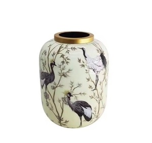 Florero de cerámica de calidad superior hecho a mano, tarros de metal atractivos florales de pájaros multicolores, precio competitivo - Product Image 1