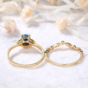 แหวนแต่งงานสีทองแท้สำหรับพลอยโอปอลเอธิโอเปียสีดำหรูหราออกแบบใหม่แหวนเครื่องประดับที่ดีกับแหวนเพชรจริง - Product Image 4