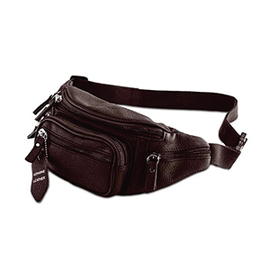 Sac banane en cuir véritable pour hommes femmes sac à bandoulière poitrine sacs épaule sac à dos plusieurs poches sac de taille marron - Product Image 4