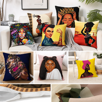 Siyah Afrikalı Kadın Yastık Kılıfı Yumuşak Polyester Altın Sanat Portresi Minder Kılıfı Kanepe için Dekoratif Yastık Kılıfı