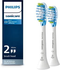 Têtes de brosse à dents électriques de rechange authentiques Philips Sonicare C3 Two-in-One, blanches, lot de 2, HX9042/65 - Product Image 1