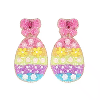 Cadeau de mariage de Pâques à la mode plaqué or Zircon boucles d'oreilles perlées lapin indien carotte lettre Hop fabriqué par MD artisanat