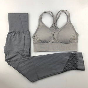 Conjunto de Yoga sin costuras de dos piezas para gimnasio, Fitness, traje de entrenamiento Adelgazante y elegante, conjunto de Yoga, mallas de Fitness para mujer y sujetador superior - Product Image 6