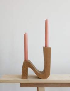 Candelabro de Madera de Fresno con Inserto de Metal de Latón, 4 Ranuras, Centro de Mesa Moderno para el Hogar, Base Decorativa Minimalista - Product Image 5