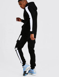 Trajes de chándal de algodón grueso personalizados para hombres, chándal completo acampanado con cremallera, parche bordado, Sudadera con capucha, ropa deportiva de invierno sólida - Product Image 3