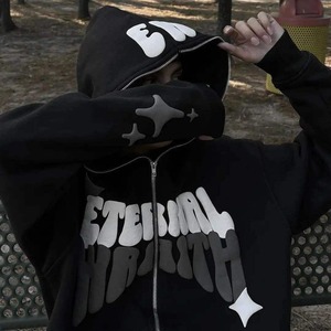 Sudaderas con capucha para hombre, sudaderas con capucha de calidad superior con estampado de abullonado y cremallera, 100% de algodón, sudaderas con capucha cálidas para hombre con mangas y estampado de abullonado - Product Image 3
