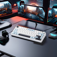 Keyboard Gaming Mekanik Nirkabel 2.4G 75% Custom dengan Logo OEM, Lampu LED RGB, Laris Terjual