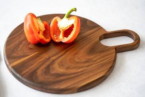 100% planche à découper ronde en bois de qualité supérieure à long manche - Product Image 4