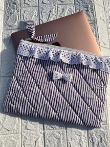 Wholesale Custom Logo Travel Quilted Cotton Tablet <b>Laptop</b> <b>Pouch</b> Bags Protection Case Mack book Bag Cotton Quilted Pockets Bag - Product Image 2