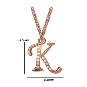 Unique Designer K-Alphabet 14K Fine Pendant <b>Necklace</b> for Women Stylish Rose Gold <b>Letter</b> Charm Perfect Gift for Her - Product Image 1