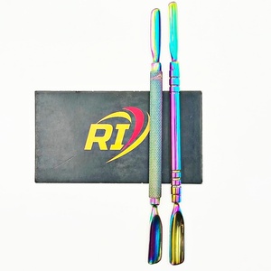 Premium Multi Color Stainless Steel Nail Cuticle Pusher Dual-End Double-Use Reusable Cuticle Cleaner for Nail Care <b>Tools</b> Set - Product Image 3