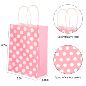 Bolsas de Regalo de Papel Kraft Marrón con Puntos de Colores, con Asas de Cordón, Ecológicas, Reciclables, Estilo Clásico para Regalos y Manualidades - Product Image 3