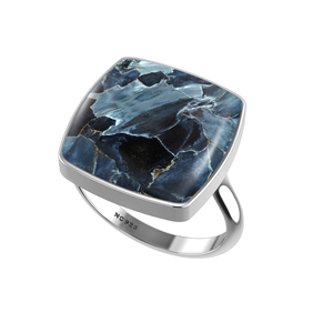 Anillo de Plata de Ley 925 con acabado alto, ajuste de bisel, mezcla de piedras preciosas de Pietersite, formas, fiesta de boda clásica, moda de moda - Product Image 2