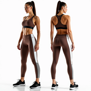Conjunto Deportivo de Yoga para Mujer, Estilo Urbano Otoñal, con Logotipo Frontal, Leggings y Sujetador sin Costuras, Tejido Transpirable, Cómodo y con Diseño Moderno - Product Image 4