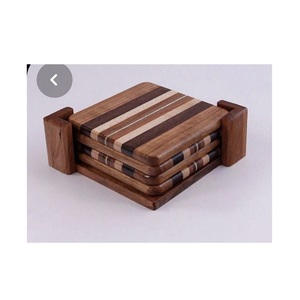 Natural wood coasters with brown finished best for home and hotel <b>table</b> use - Product Image 1