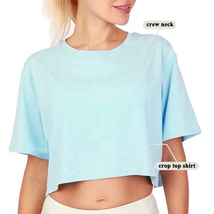 Summer Fashion <b>Women's</b> 100% Cotton T-Shirt Crop <b>Top</b> Puff Printing Sexy Shortsleeve Loose Fit Button Hole Applique Diamonds - Product Image 5