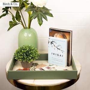 Plateau de service rectangulaire en bois conçu à la main en résine écologique ensemble d'ustensiles de cuisine décoratifs passe au lave-vaisselle léger - Product Image 4