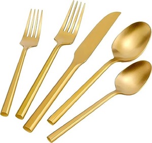 Ensemble de 5 couverts en acier inoxydable cuillère couteau fourchette utilisé dans les ustensiles de cuisine café de table maison couleur argent plaqué ensemble de couverts utilisables - Product Image 3