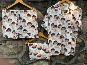 Conjunto de pijama de algodón indio con estampado de setas de lujo Camisa de noche de verano tejida informal con pantalones cortos para propuesta de dama de honor - Product Image 5