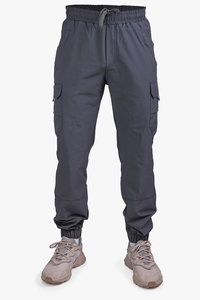 Pantalones vaqueros casuales tácticos de pierna ajustada color carbón, corte regular, estilo workwear, con botones, lavados, transpirables, 100% algodón, suministro al por mayor - Product Image 2
