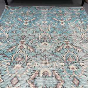 พรมวินเทจตุรกีขนาด 3.6x6.6 ฟุต พรมตกแต่ง พรมขนสัตว์โมร็อกโกสีน้ำเงินขาว - Product Image 4