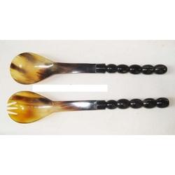 Noorbaba Premium Ensemble de salade écologique Serveur Meilleure qualité Style animal Corne de buffle Poignée en os blanc Poli-Artisanat naturel - Product Image 6