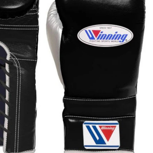 Gants de boxe à lacets Winning, noir argent, cuir véritable de qualité supérieure, gants d'entraînement professionnels pour la boxe, style japonais, finis - Product Image 5