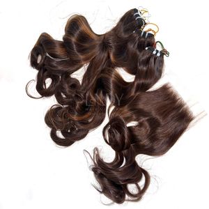 Mejor calidad Precio al por mayor 100% Paquetes de color ondulado de cabello humano vietnamita y cierre para hacer peluca - Product Image 1