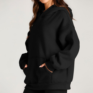 Sudadera con capucha de manga larga con logotipo estampado de alta calidad para mujer, sudadera de lana de algodón, sudaderas con capucha de gran tamaño, ropa de calle de punto para mujer - Product Image 3