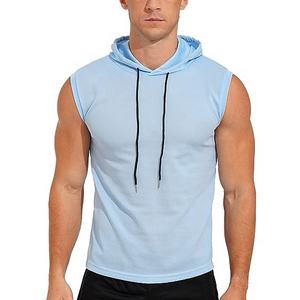 OEM Custom <b>Men's</b> Summer <b>Sleeveless</b> Gym Hoodie Oversized Breathable Muscle 3D Embroidery French Fabric Plain Dyed Solid XS Size - Product Image 2