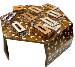 Boîte et support de mouchoirs en incrustation d'os d'aspect antique faits à la main polis pour une utilisation élégante au restaurant - Product Image 1