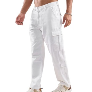 Pantalon cargo ample en coton de haute qualité avec logo personnalisé, coupe ample, style vintage, délavé, surdimensionné pour homme - Product Image 1