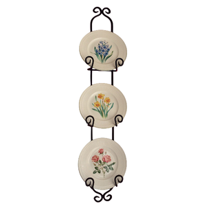 Étagère murale vintage en fer à 2 niveaux, design floral, support de rangement pour ustensiles de cuisine, support de rangement multifonction pour assiettes - Product Image 2