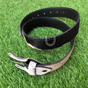 Cinturón de Cuero de Vaca con Pelo, Hecho a Mano, con Hebilla Cuadrada de Aleación |   Cinturón Casual con Estampado Animal de Primera Calidad y Duradero de 3.5cm - Product Image 4