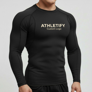 High Performance Mens Rashguard Quick Dry Swim <b>Shirt</b> Custom Logo <b>Compression</b> Clothing Comfortable Athletic Sportswear. - Product Image 1