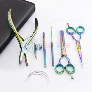 Professional Customized <b>Barber</b> Hair Cutting <b>Set</b> Stainless Steel Fancy Scissors with Sharp Blade Tip Wholesale Beauty Supply - Product Image 2