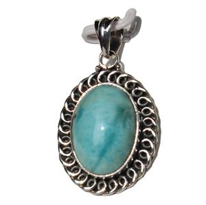 2023 hecho a mano 925 colgante de plata esterlina cristal Natural Larimar bisel ajuste gota cabujón joyería con dijes chapados - Product Image 5