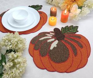 Manteles Individuales Redondos de Lujo con Bordado, Diseño Sólido, Cuentas de Vidrio Tejidas, Ecológicos, para el Hogar, Bodas y Mesas - Product Image 5