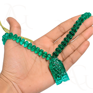 Cuentas de collar de Esmeralda cultivadas en laboratorio, hilo de piedras preciosas de corte Nano verde pulido liso facetado para fabricación de joyas personalizable - Product Image 3