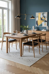 Chaise de salle à manger en bois de frêne capitonnée, moderne et contemporaine, écologique, finition NC, structure KD, meubles de salle à manger pour la maison, bar à domicile - Product Image 4