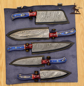 Juego de cuchillos de chef de acero damasco personalizable mango de madera pakka de cocina para Navidad/Pascua/novia/novio/padre OEM - Product Image 4