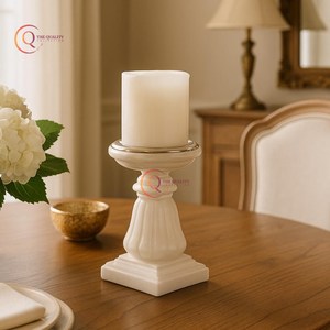 Portavelas de mármol de lujo, candelabro decorativo de Color blanco pulido Natural, accesorios para el hogar en suministros de precio al por mayor - Product Image 1