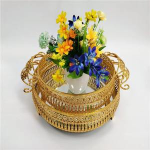 Bandeja de servicio de espejo y metal de tendencia superior Nueva llegada Regalos de inauguración de la casa de calidad lujosa - Product Image 6