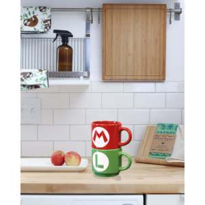 Juego de Tazas Apilables de Estilo Moderno Super Mario Luigi, Hechas a Mano en Gres, Aptas para Microondas, Altas, para Regalos Empresariales o Uso Personal - Product Image 2