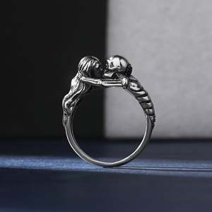 Jeulia Kiss of Death <b>Skull</b> Sterling Silver Fashion <b>Ring</b> for Children - Product Image 4