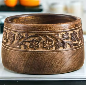 Bol à salade en bois d'acacia naturel poli, écologique, style américain, capacité >10L, pour usage domestique et cadeaux – Art indien exotique - Product Image 2
