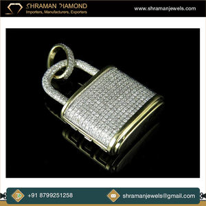 Élégance Trendy Argent 925 Plaqué or Bijouterie fine Style Hip Hop Glacé Pendentif cadenas personnalisé Colliers uniques en diamant de laboratoire cultivé - Product Image 3