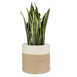Panier à plantes en corde de coton tressée en jute, fait à la main, en fibre naturelle, pour la décoration de la maison et du jardin - Product Image 2
